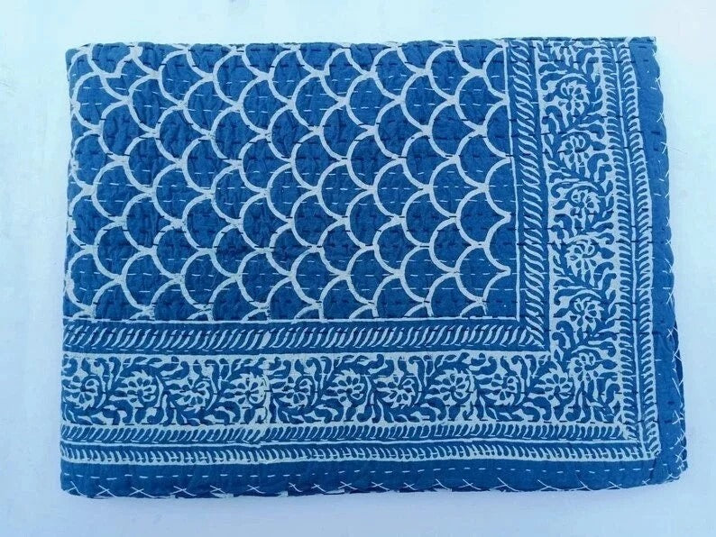 Blue Indigo Kantha quilt