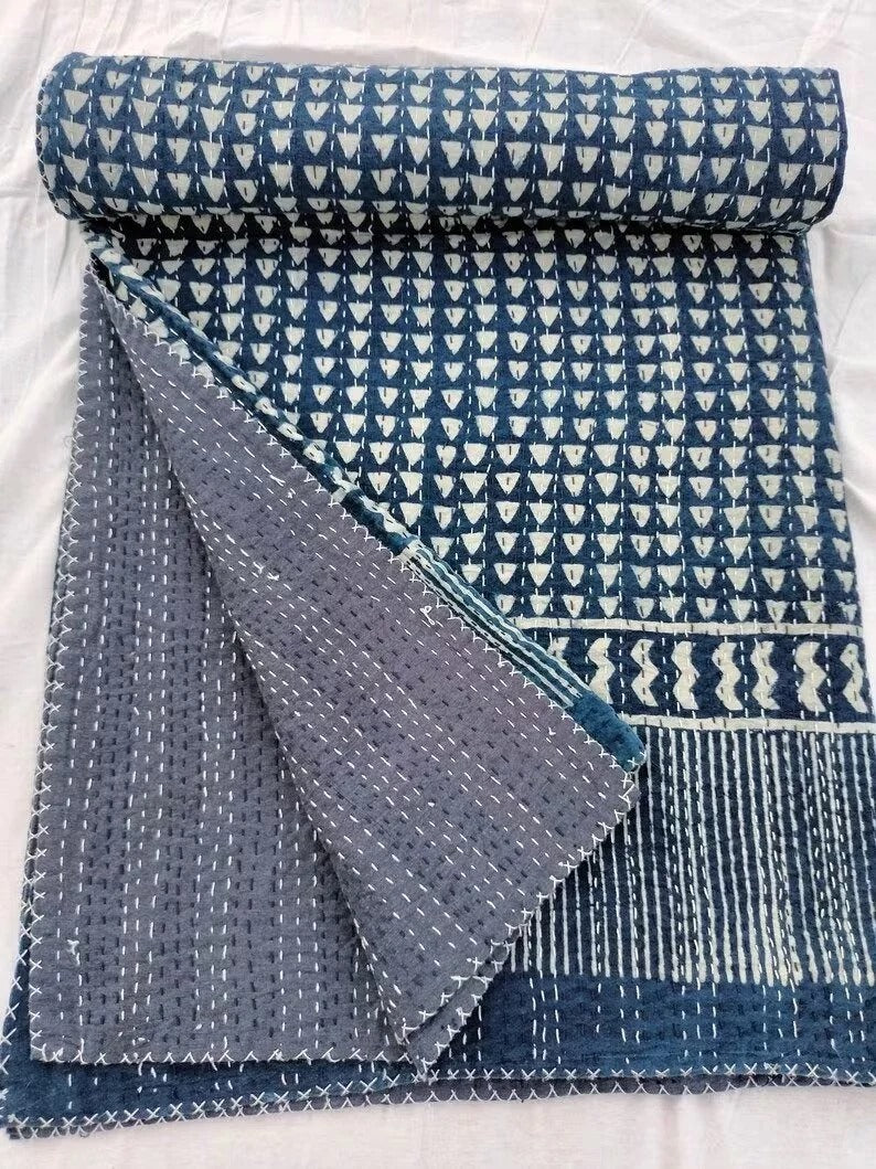 Blue Indigo Kantha quilt