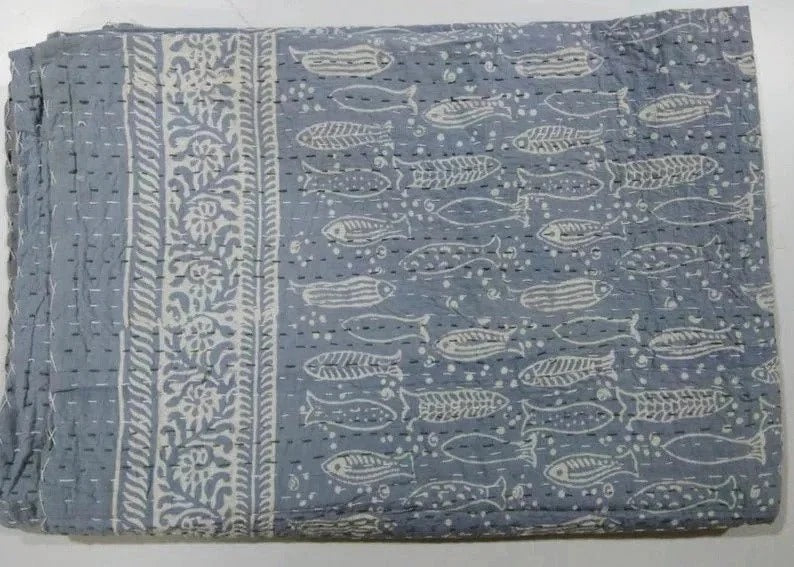 Blue Indigo Kantha quilt
