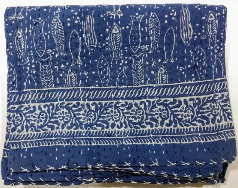 Blue Indigo Kantha quilt