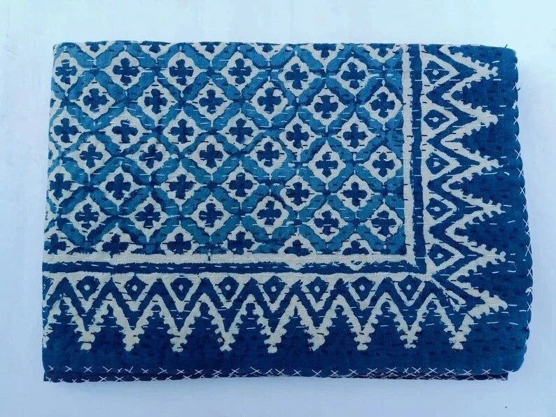 Blue Indigo Kantha quilt