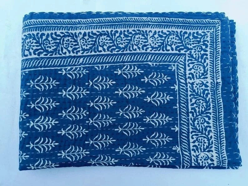 Blue Indigo Kantha quilt