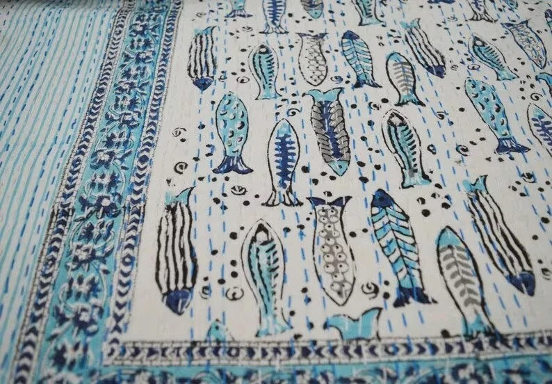 Blue Indigo Kantha quilt